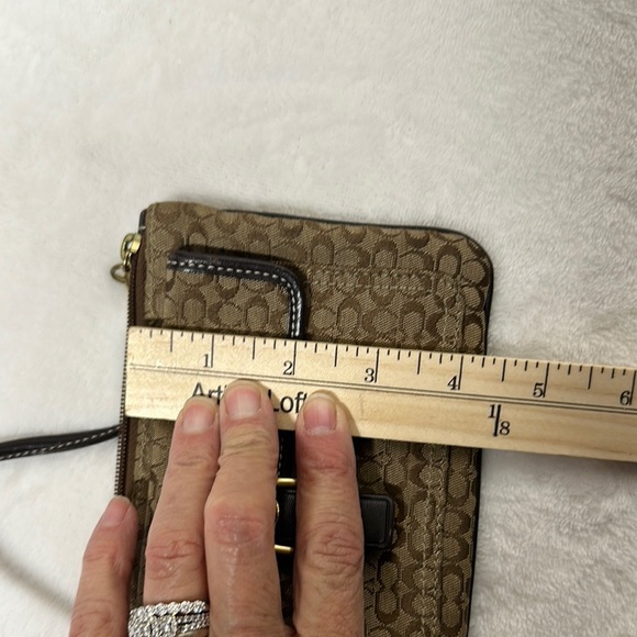 Coach Brown and Tan Geometric Clutch Wristlet - Picture 11 of 11
